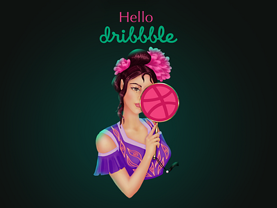 Hello dribbble! art artwork debut flowers girl hello dribbble hellodribbble illustration photoshop