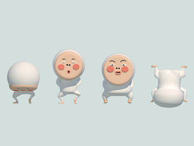 Korean Onigiri Guys 3d 3d modeling arnold kakaotalk korean onigiri render stickers 오니기리 이모티콘