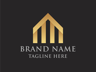 Golden Real Estate Logo agency app buying community construction consulting corporate deal design development find gold home house housing identity inspection look professional real estate