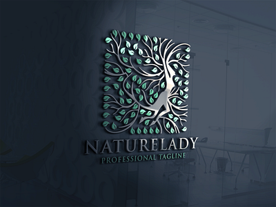 Nature Lady Logo beauty botanical communication creative drop eco eye forest freedom fresh green home house human insurance life men oak park people