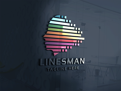 Lines Man Logo abstract app application colorful communication network creative thought development digital face digital head digital human digital mind face logo generation hi tech high tech human pixel innovation intelligence