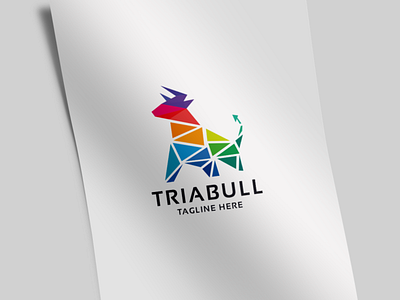 Tria Bull Logo agency animals battle branding bull bull logo colorful consultant consulting corporate creative creativity expertise finance financial game investment marketing polygon real estate