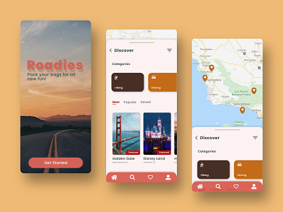 Roadies | Daily UI Challenge adobe xd app app design daily design design map minimal mobile road trip scroll group tour travel typography ui