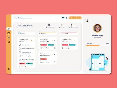 Project Management Tool adobe xd card daily design dashboad dashboard ui design interface minimal product design project management scrum typography ui web web design