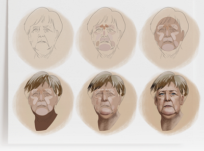 Stages of making portrait illustration of Angela Merkel angelamerkel digitalillustration digitalportrait editorial illustration illustrator online portrait