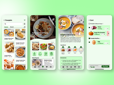 Food Recipe and Delivery Ingredients Mobile App Design app delivery design food ingredients mobile shop