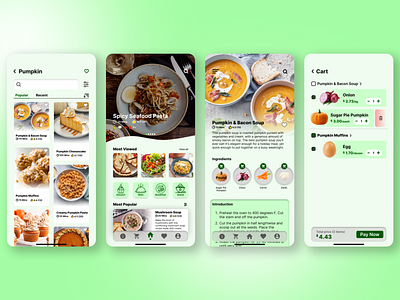 Food Recipe and Delivery Ingredients Mobile App Design