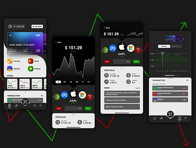 Fintech UI Apps Design fintech invest mobile money management stock ui user interface