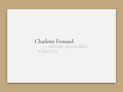 Charlotte Frossard ⸺ Website animation development front end splash typography ui ux web design website