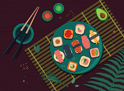 sushi design food illustration sushi