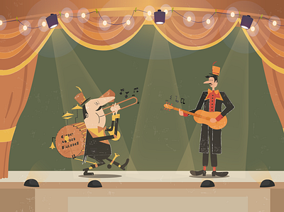 duet duet illustration music musician retro