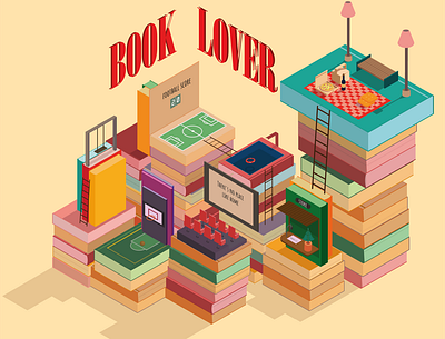 Book Lover isometric books illustration isometric isometric art isometric illustration isometry vector