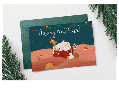 new year postcard card design illustration mockup mockup design mockups postcard design postcards vector