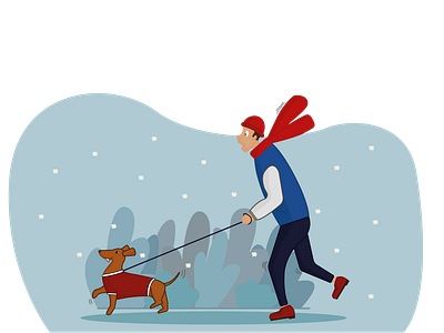The man with a dog adobe illustrator design dog drawing illustration people running snow vector walking winter winter walking