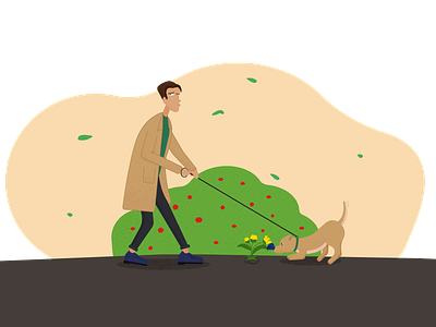 The man with a dog (spring) design dog illustration man spring vector walking