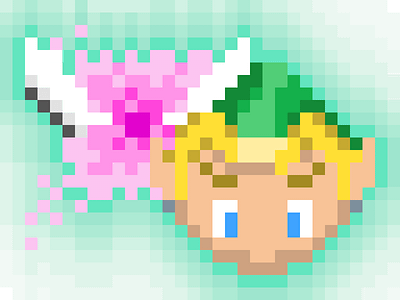 Legend of Zelda Link pixelated illustration, The Legend of Zelda