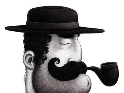 Mr. Pipe black drawing moustaches neat pen pipe