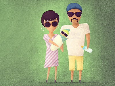 My friends new family! flat illustration texture