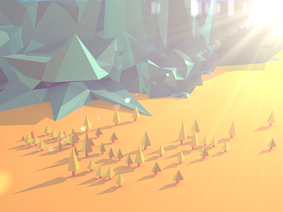 Some nature game landscape lensflare lowpoly maya mountain nature trees