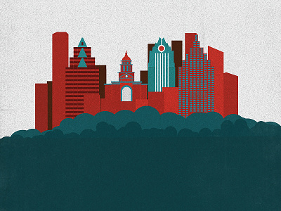 Austin austin buildings cities flat poster texas usa