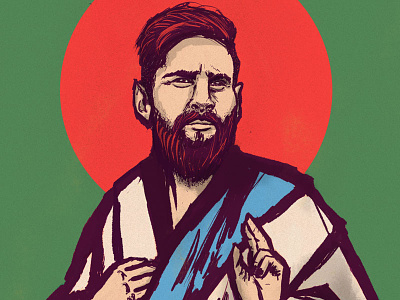 In LIO we trust argentina barcelona beard copaamerica god illustration jesus maradona messi procreate soccer