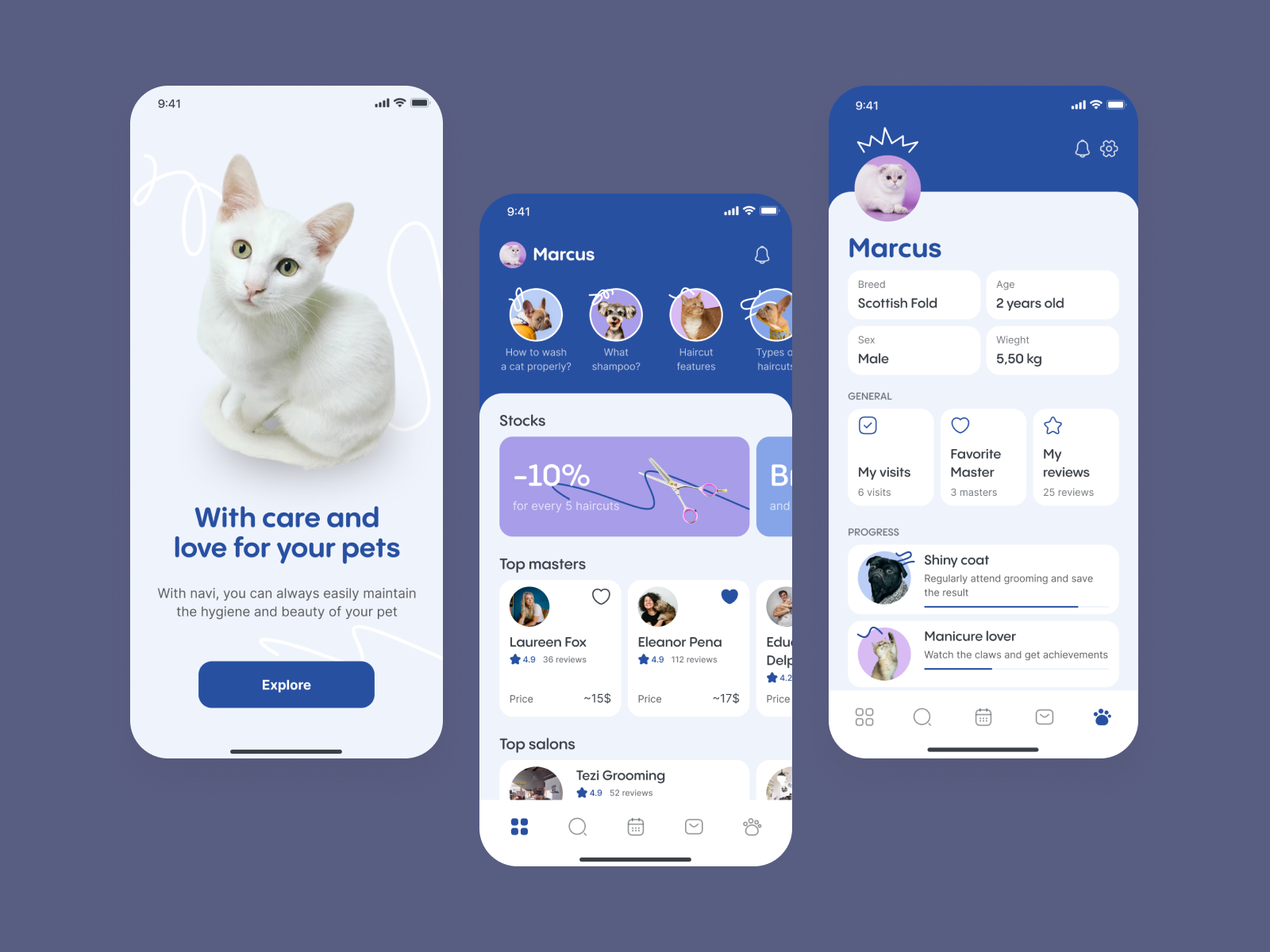 Grooming Mobile App Concept by Ksenia Soloviova on Dribbble