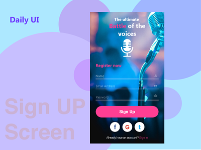 Sign Up page #01 Daily UI adobe adobe illustrator adobexd challenges dailyui dailyui 001 dailyuichallenge sign in signup signup page singing uidesign uiux