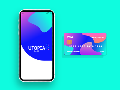 Utopia Bank Card bank banking bright colors challenge design figma gradients pattern art product ui