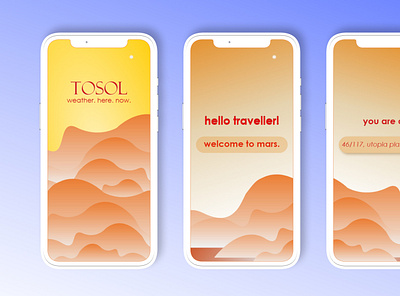 Tosol- the martian weather app adobe xd illustration invision ui ux