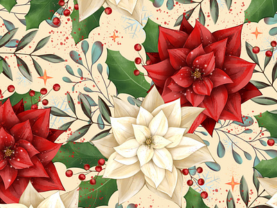Pattern design "Christmas time" christmas design digitalart floral art floral design floral pattern illustrated elements illustrated pattern illustration pattern pattern art pattern design