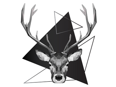 Geometric design "Deer" animal illustration artwork black and white deer design geometric design geometrical illustration stag