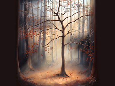 a moment in forest digital illustration illustration illustration art illustrator magical forest procreate art tree tree illustration