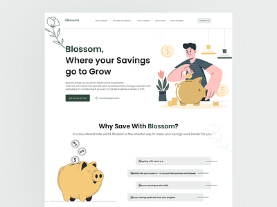 Blossom Landing Page branding concept design designer illustration logo typography ui ux vector