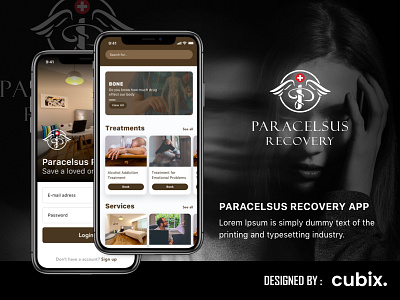 Paracelsus Recovery app design icon logo typography ui ux