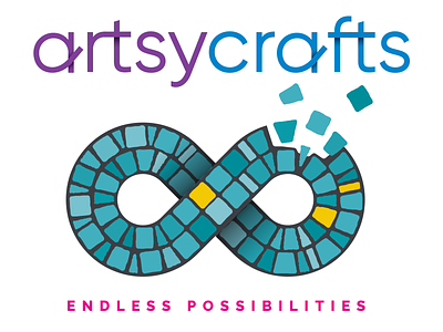 Artsycrafts - Endless Possibilities arts blue branding crafts creativity endless green infinity logo mosaic possibilities