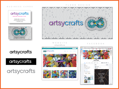 Artsycrafts Branding System arts blue branding business card crafts floor green infinity mosaic pink tiles