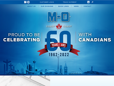M-O 60 YEARS 60th anniversary blue branding canada freight hat logistics m mobil o shirt transportation website years