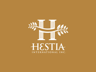 Hestia International branding greece h leafs logo publishing