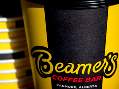 Beamer’s Rebrand black and yellow coffee coffee cup cup custom lettering rebranding shop