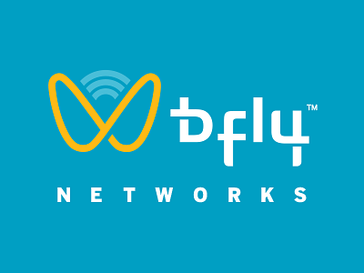 Bfly Networks Rebrand blue branding system butterfly butterfly effect custom type infinity internet provider networks technical technology wifi yellow. pink