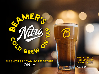 Beamers NitroBrewCoffee 2019 Dribbble ads coffee coffeeshop pay screen promotional material yellow