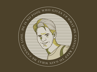 Jim Elliot Illustration badge bible christian church design illustration illustrator linework portrait reformed