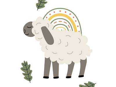 Farm Set – Animals and Gnomes animal child clipart cute farm illustration kid print sheep vector village