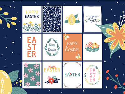 Set of spring easter posters