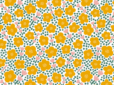 Groovy warm floral pattern. botanical flower green groovy pattern pink print seamless summer vector vintage warm yellow