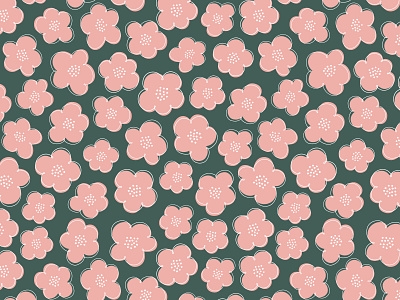 Retro pink flower on green background for fabric. botanical floral pattern flower green groovy illustration pattern pink retro seamless vector vintage