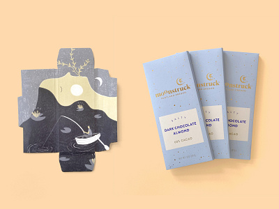 Moonstruck Chocolate design illustration package design