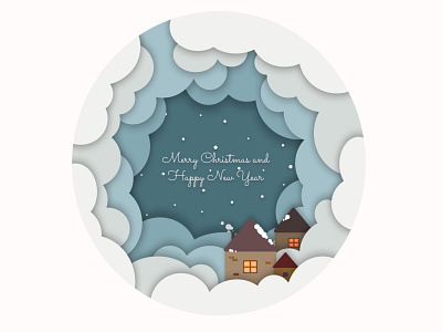 Merry Christmas & Happy New Year card papercut style adobe illustrator adobe photoshop celebration christmas christmas card decoration design holiday holiday card illustration new year paper art papercut snow winter