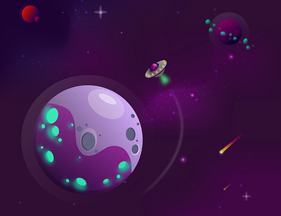 Space illustration adobe illustrator adobe photoshop art cosmos decoration illustration picture planet planets spaceship spase ui vector