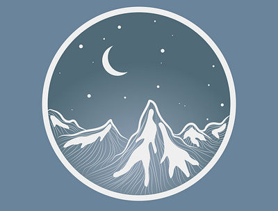 White mountains adobe illustrator adobe photoshop art branding decoration design illustration landscape landscapes moon mountains night sketch sketchbook sketching sky ui vector winter